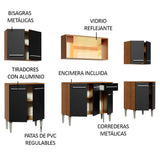 Cocina Integral 233cm Marrón/Negro Emilly 03