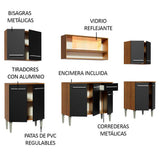 Cocina Integral 233cm Marrón/Negro Emilly Smile 04