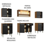 Cocina Integral 233cm Marrón/Negro Emilly Smile 04