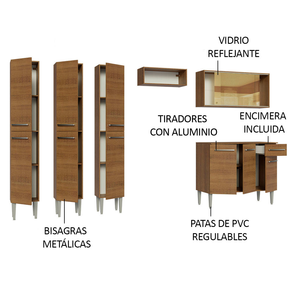 Cocina Integral 261cm Marrón Emilly 05