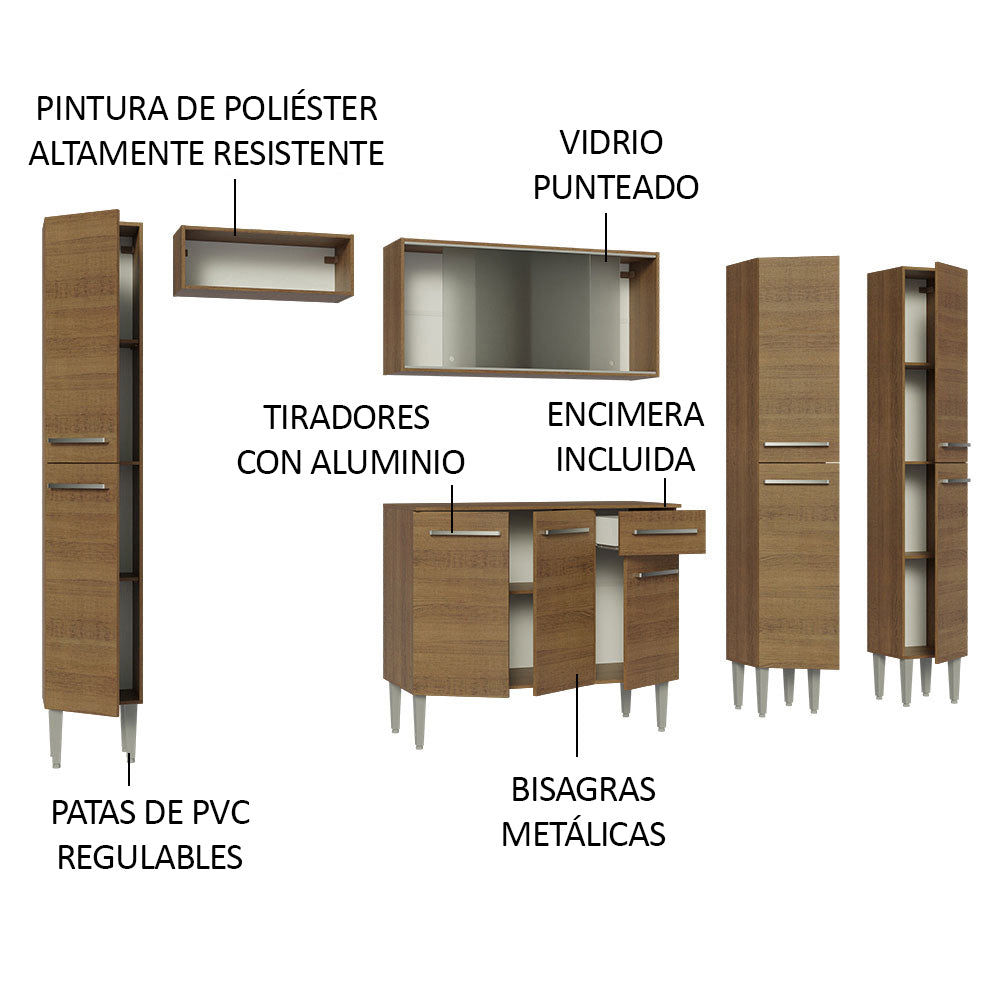 Cocina Integral 261cm Marrón Emilly 06
