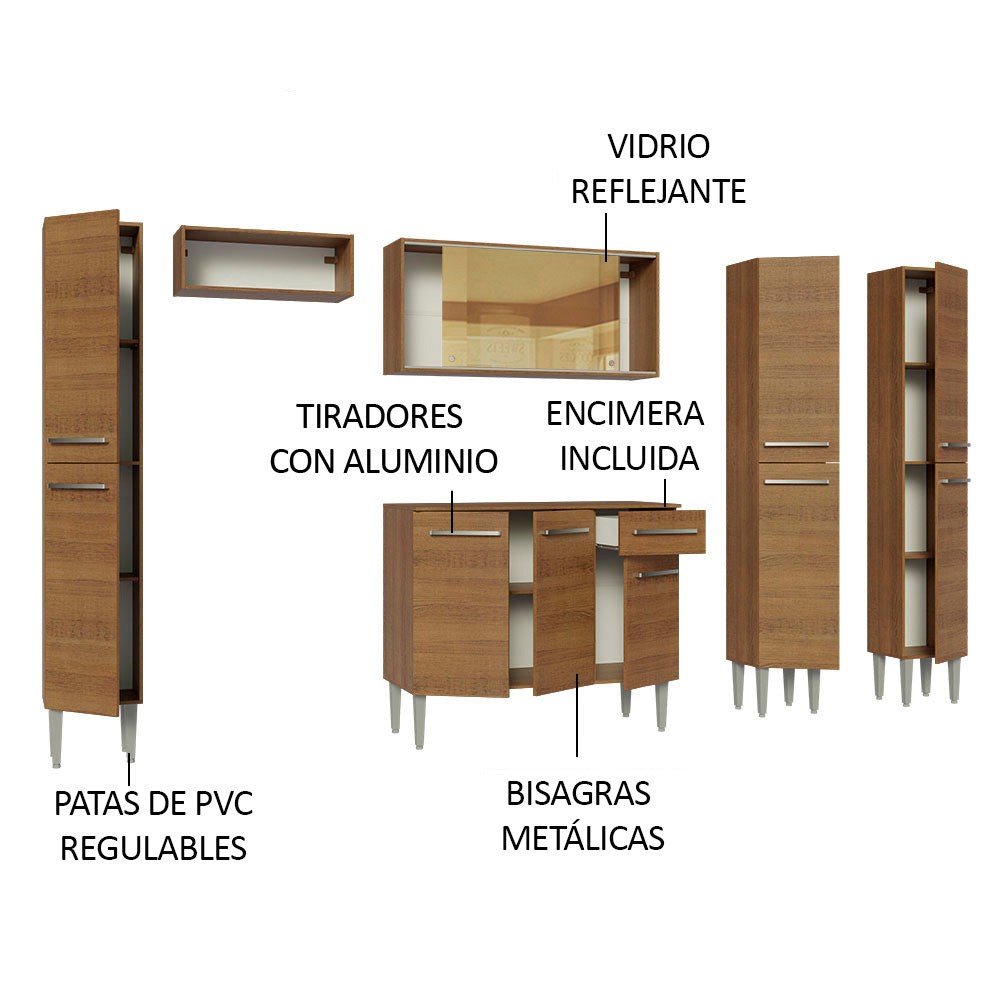 Cocina Integral 261cm Marrón Emilly 07