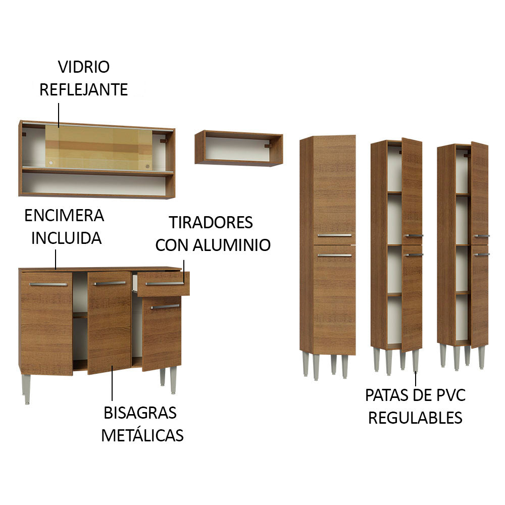 Cocina Integral 261cm Marrón Emilly 08