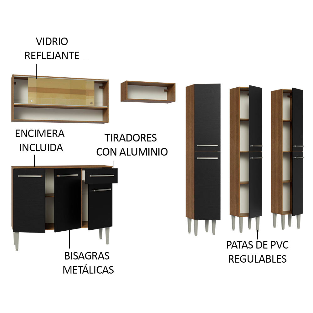 Cocina Integral 261cm Marrón/Negro Emilly 08