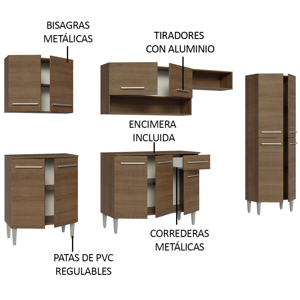 Cocina Integral 293cm Marrón Emilly 01