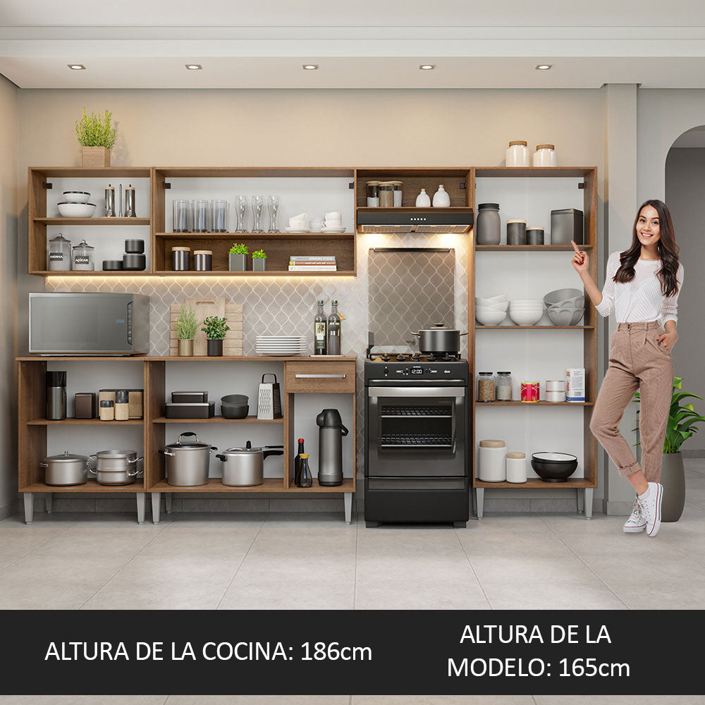 Cocina Integral 293cm Marrón/Negro Emilly 01