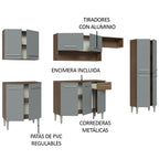 Cocina Integral 293 cm Marrón/Gris Emilly Madesa