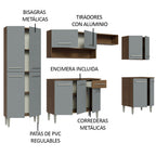 Cocina Integral 293 cm Marrón/Gris Emilly Madesa