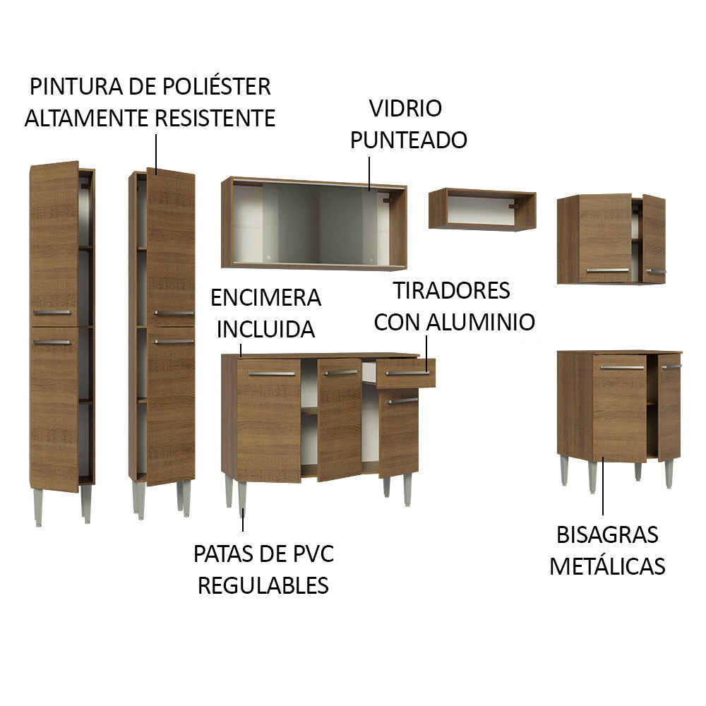 Cocina Integral 293 cm Marrón Emilly Madesa