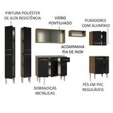 Cocina Integral 293cm con Fregadero Marrón/Negro Emilly 06