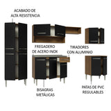 Cocina Integral 293cm con Fregadero Marrón/Negro Emilly 08