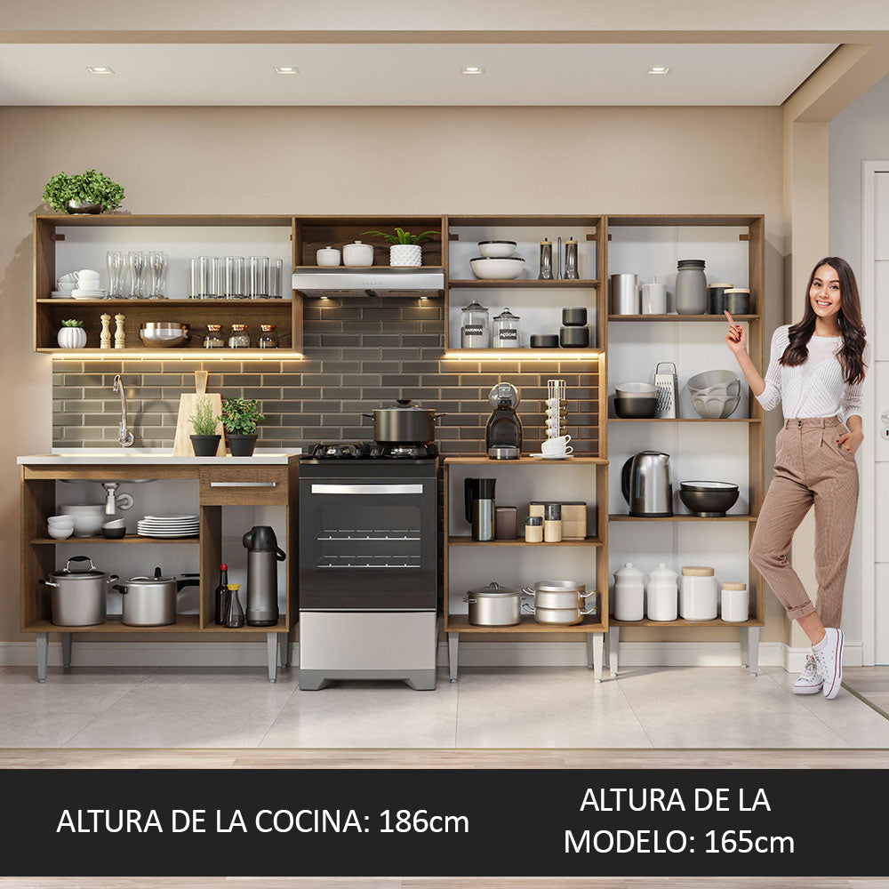 Cocina Integral 293cm con Fregadero Marrón Emilly 09