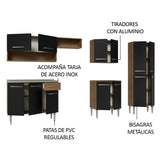 Cocina Integral 293cm con Fregadero Marrón/Negro Emilly 09