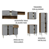 Cocina Integral 293cm con Fregadero Marrón/Gris Emilly 09