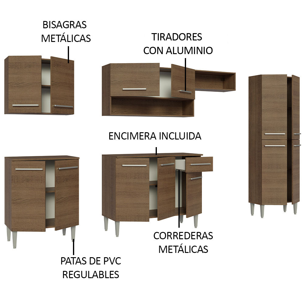 Cocina Integral 293cm Emilly Marrón 10