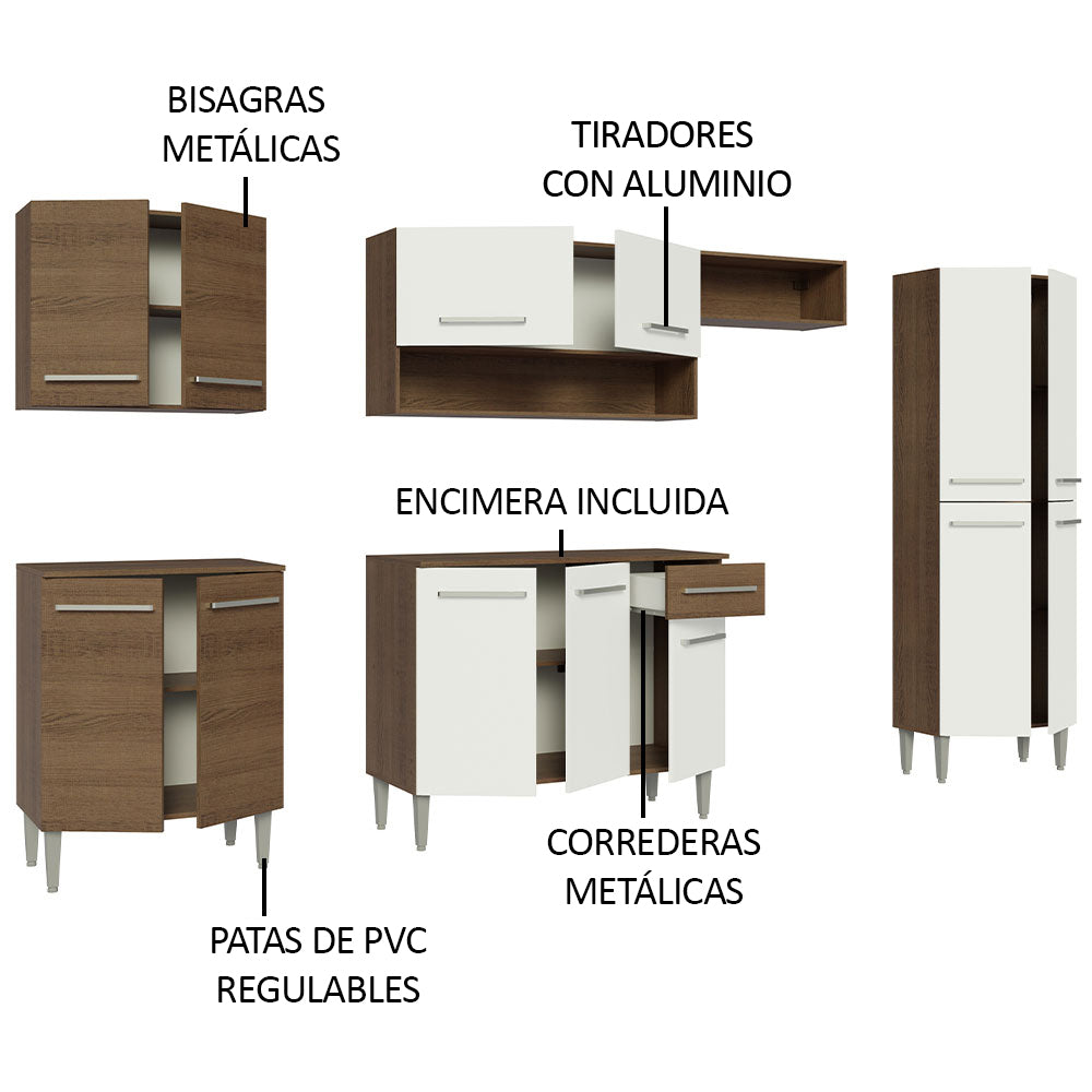 Cocina Integral 293cm Emilly Marrón/Blanco 10