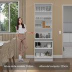 Kit Gabinete Bajo 2 Puertas y Vitrina 70 cm Blanco Glamy Madesa