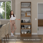 Kit Gabinete Bajo 2 Puertas y Vitrina 70 cm Marrón Glamy Madesa