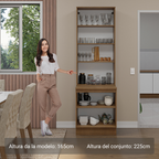Kit Gabinete Bajo 2 Puertas y Vitrina 70 cm Marrón/Blanco Glamy Madesa