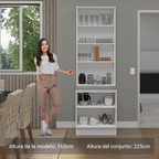 Kit Gabinete Bajo 2 Puertas y Vitrina 70 cm Blanco/Negro Glamy Madesa
