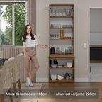 Kit Gabinete Bajo 2 Puertas y Vitrina 70 cm Marrón/Negro Glamy Madesa