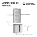Kit Gabinete Bajo 2 Puertas y Vitrina 70 cm Blanco Glamy Madesa