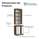 Kit Gabinete + Vitrina 70 cm Marrón/Blanco Glamy 02