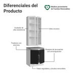 Kit Gabinete Bajo 2 Puertas y Vitrina 70 cm Blanco/Negro Glamy Madesa