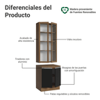 Kit Gabinete Bajo 2 Puertas y Vitrina 70 cm Marrón/Negro Glamy Madesa