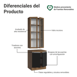 Kit Gabinete + Vitrina 70 cm Marrón/Negro Glamy 02