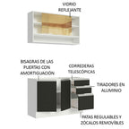 Cocina Compacta 120 cm Blanco/Negro Glamy Madesa