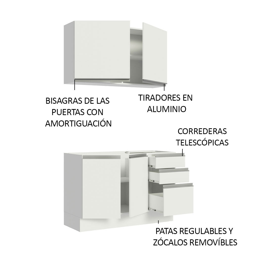 Cocina Compacta 120cm Blanco Glamy 03