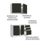 Cocina Compacta 120 cm Blanco/Negro Glamy Madesa