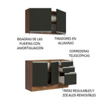 Cocina Compacta 120 cm Marrón/Negro Glamy Madesa