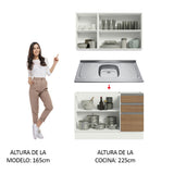 Cocina Compacta 120cm con Fregadero Blanco/Marrón Glamy 04