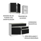Cocina Compacta 120 cm Blanco/Negro Glamy Madesa