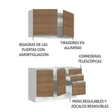 Cocina Compacta 120cm con Fregadero Blanco/Marrón Glamy 09