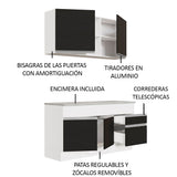 Cocina Integral 150cm con Encimera Glamy Blanco/Negro 01
