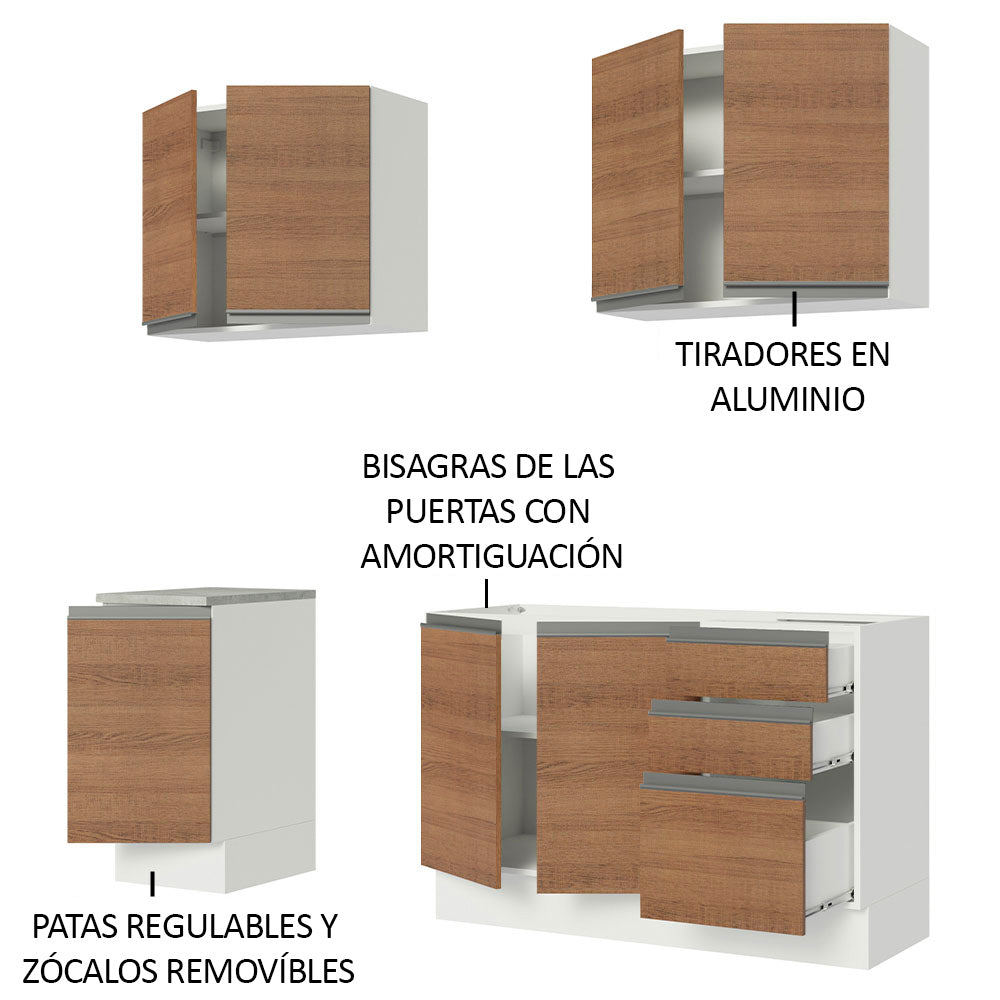 Cocina Compacta 160cm Blanco/Marrón Glamy 01