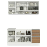 Cocina Compacta 160cm con Fregadero Blanco/Marrón Glamy 04