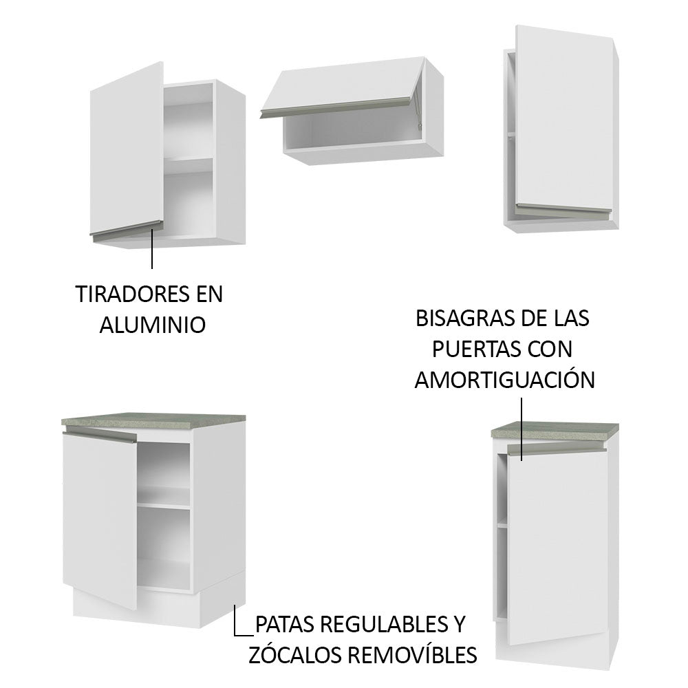Cocina Compacta 160cm Blanco Glamy 07