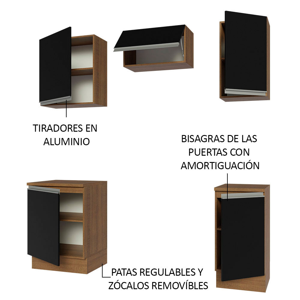 Cocina Compacta 160 cm Marrón/Negro Glamy Madesa
