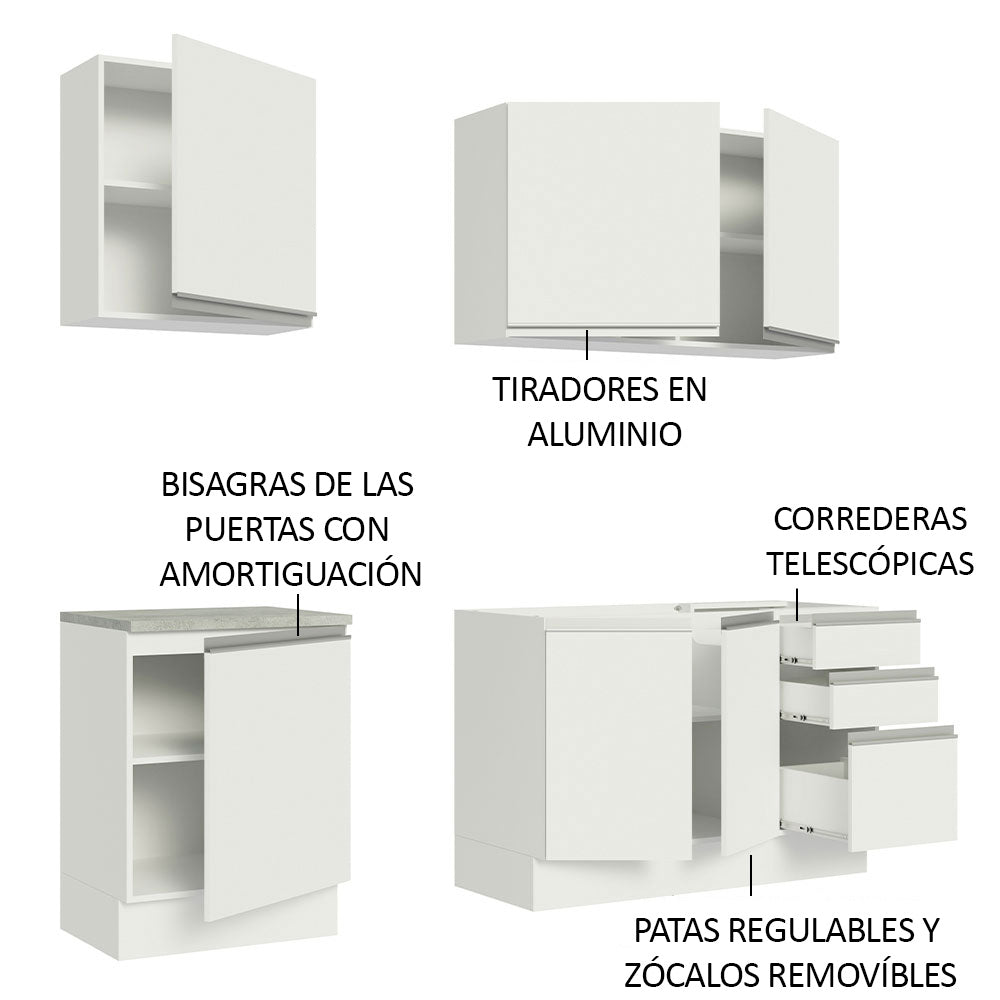 Cocina Compacta 180cm Blanco Glamy 05