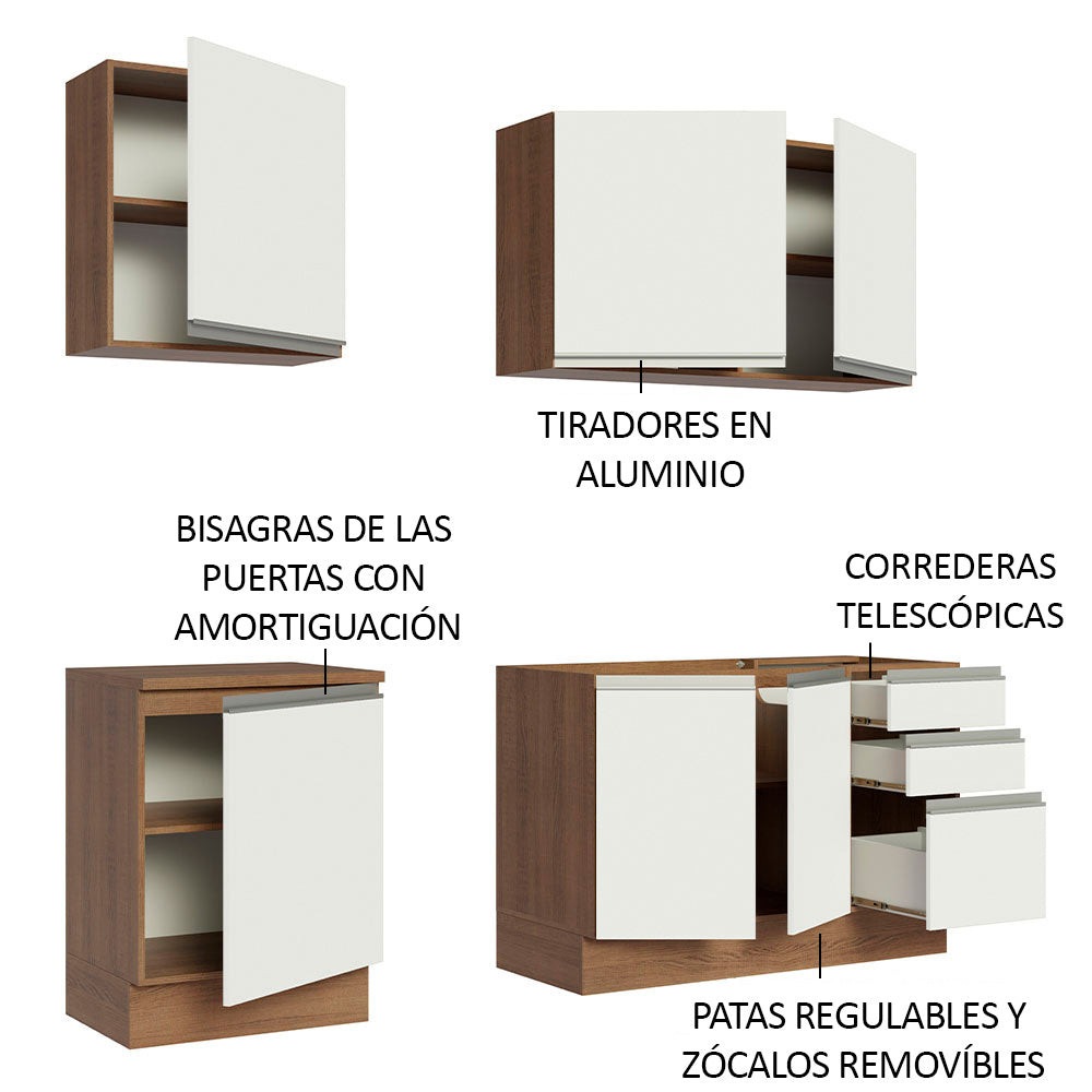 Cocina Compacta 180cm Marrón/Blanco Glamy 05