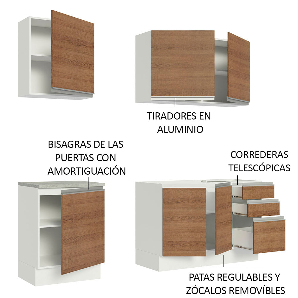 Cocina Compacta 180cm Blanco/Marrón Glamy 05