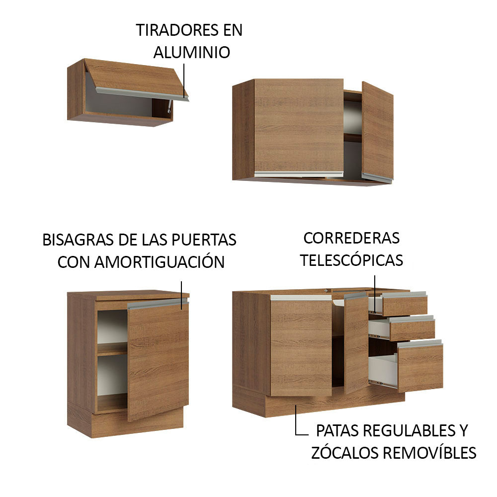 Cocina Compacta 180cm Marrón Glamy 07