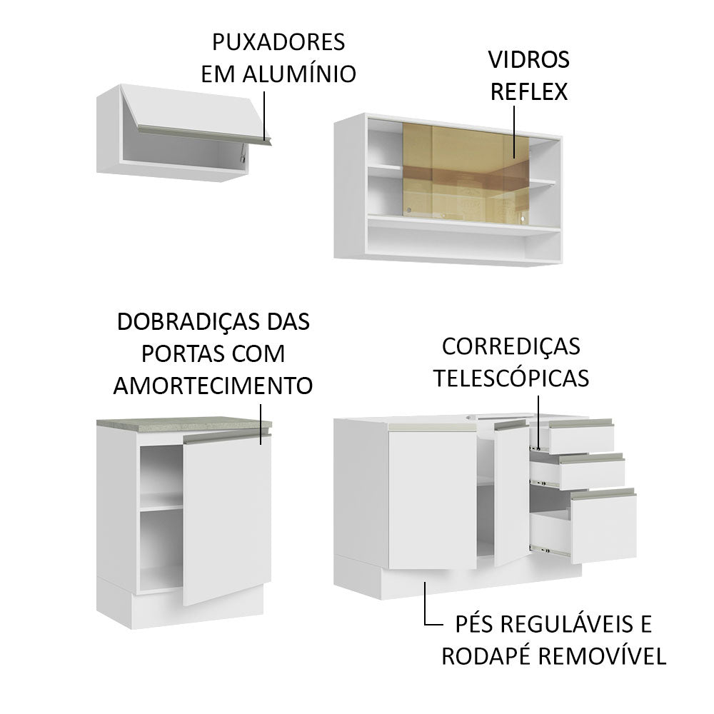 Cocina Compacta 180cm Blanco Glamy Madesa 08