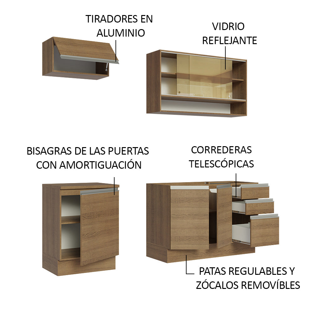 Cocina Compacta 180cm Marrón Glamy 08