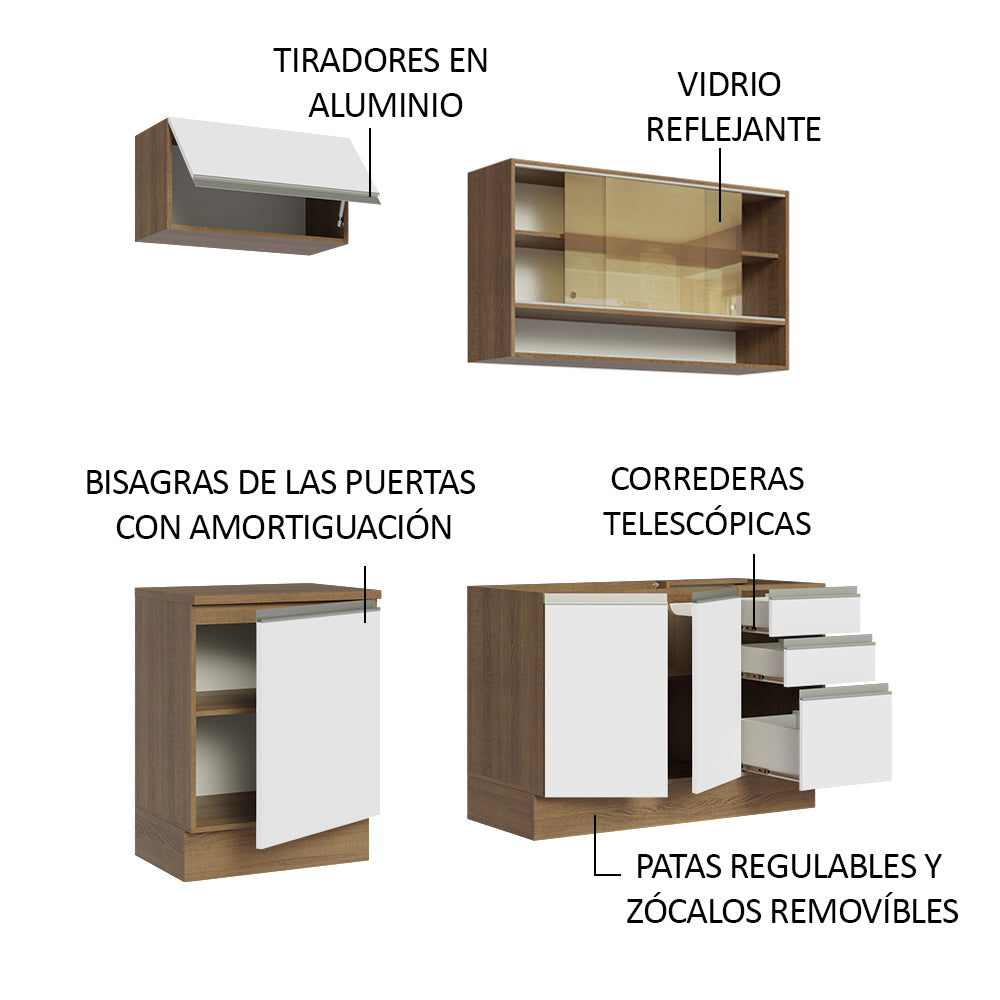 Cocina Compacta 180cm Marrón/Blanco Glamy 08