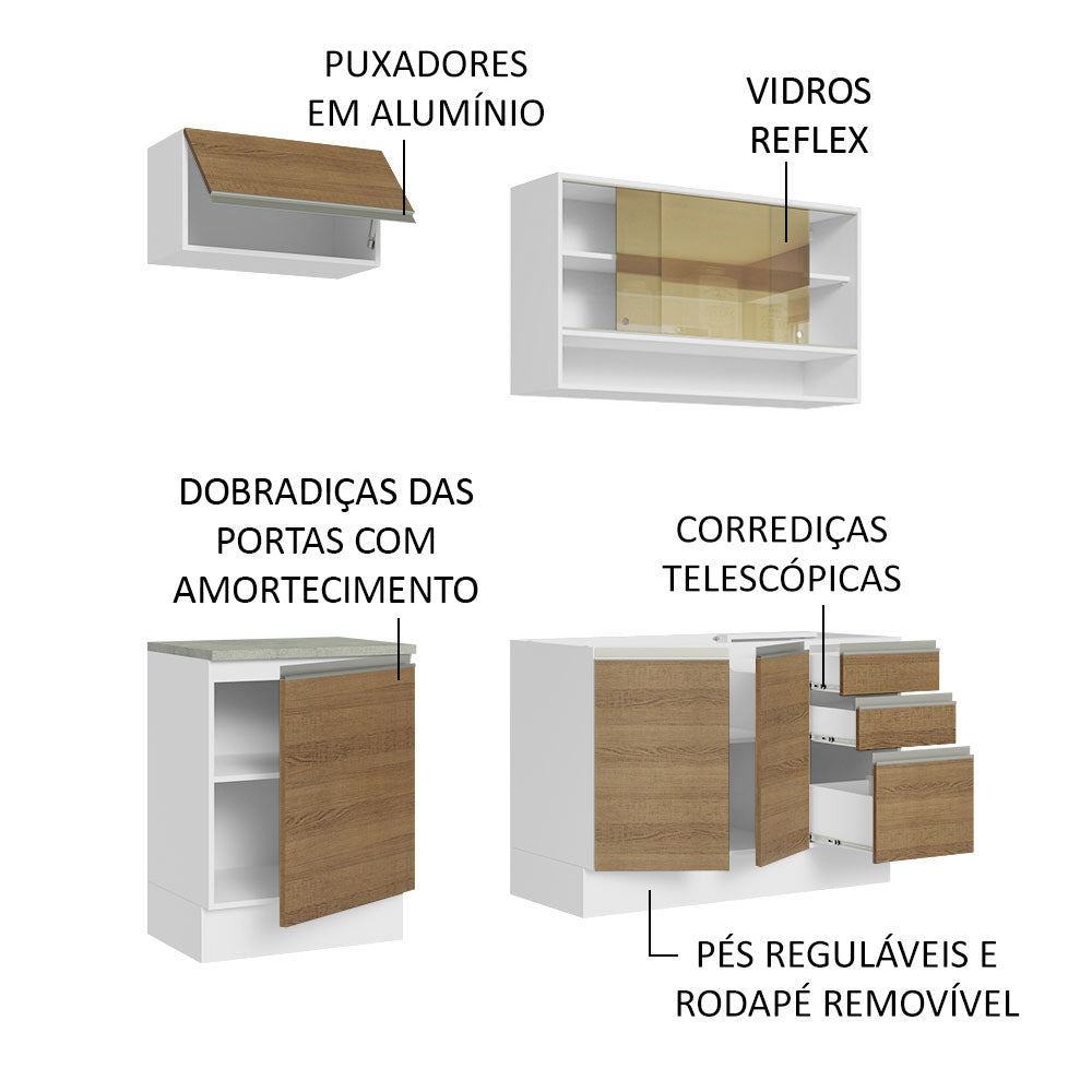 Cocina Compacta 180cm Blanco/Marrón Glamy Madesa 08